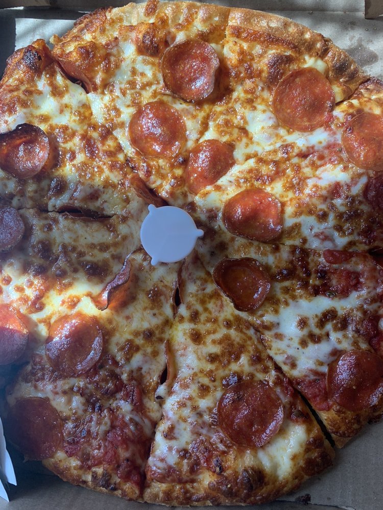Real Gabilan pepperoni pizza with golden melted cheese